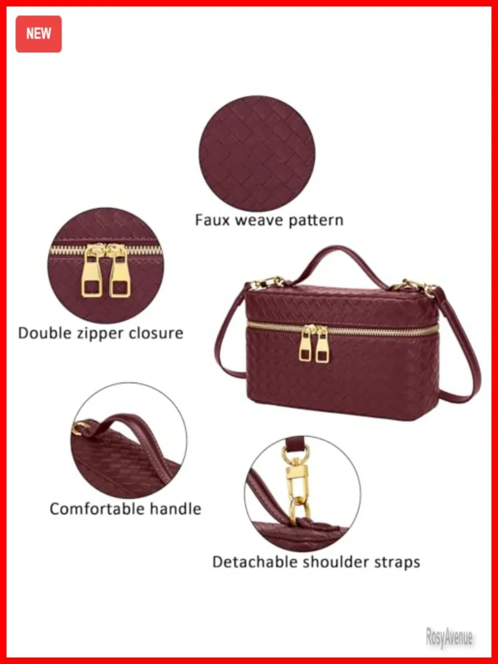 Mini Square Box Satchel Bag PU Leather Crossbody Purse with Adjustable Strap